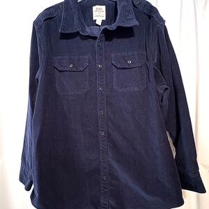 Blake Shelton Land's End Blue Pin Cord Corduroy Long Sleeve Men's Shirt 2XL